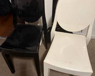 Kartell Black and White Plastic Ghost Chair
