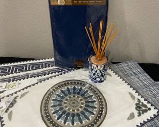 Blue  White Themed Placemats New Tablecloth  Decorative Reed Diffuser