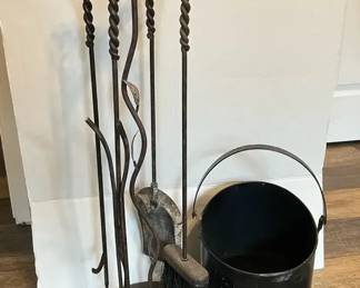 Set Of Fireplace Tools with Decorative Stand