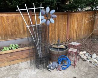 Garden Water Pump Barrel With Small Patio Tables Garden Decor And More