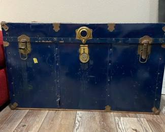 Vintage Royal Blue Steamer Trunk