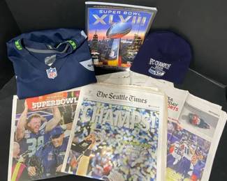 Seattle Seahawks Championship Memorablia With Wilson 3 Jersey