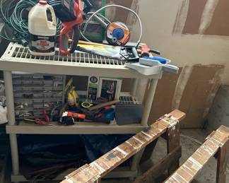 Garage Tools Including Black And Decker Chain Saw Sawhorse Hammers Tarps And More