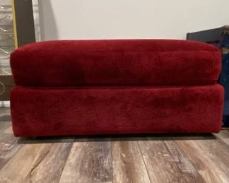 Dark Red Microfiber Ottoman