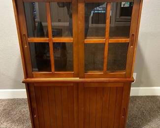 Wooden Buffet Server Cabinet With Glass One Of Two