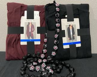 Two New Maddy M Boyfriend Cardigans  Hawaiian Kukui Nut Leis