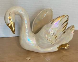 Vintage Goldra Lusterware Swan Planter