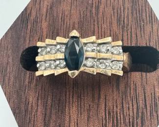 14 Karat Gold Marquise Cut Sapphire And Diamond Ring