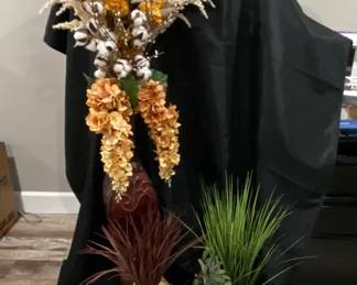 Decorative Metal Vase With Dried Arrangement Artificial Plants Plastic Planters  Macrame