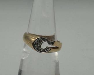 14K Gold Diamond Horseshoe Ring With Diamonds