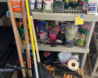 Gardening Chemicals and Tools w Shelving