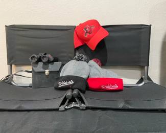 Two Cascade Stadium Seats Bushnell Binoculars  Wildcats Hats