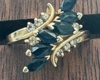 14K Sapphire  Diamond Ring