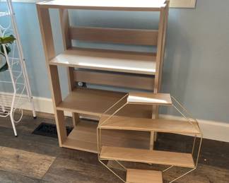 Hanging Octagon Shelf with Wood Bookshelf