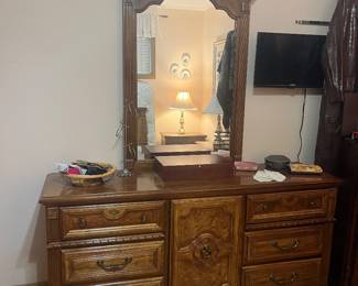 Pecan dresser, mirror