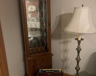 Brass floor lamp, curio