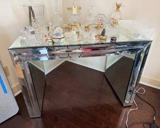 Hollywood Regency mirrored console, vanity or writing table