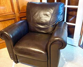 Dark brown leather recliner