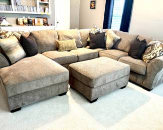 Like new grey fabric sectional