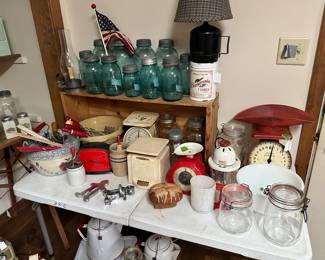 Lots of blue ball jars and more scales