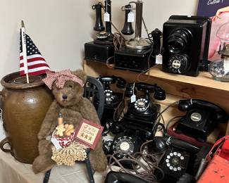 Candlestick telephones and other antique telephones