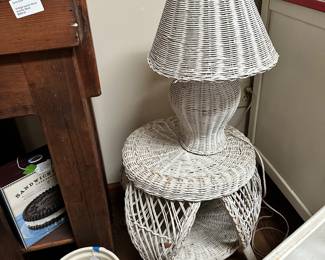 Wicker table and lamp