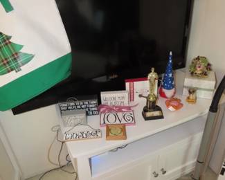 TV and TV stand, word art.