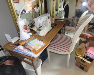 Elna sewing machine, sewing table, sewing notions.