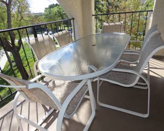Patio table and chairs.