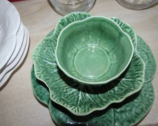 Green Bordallo Pinheiro cabbage plates.