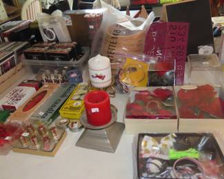 Candles, napkin rings,