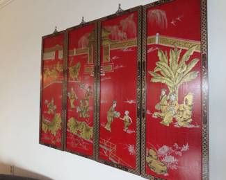 four panelled Asian art.