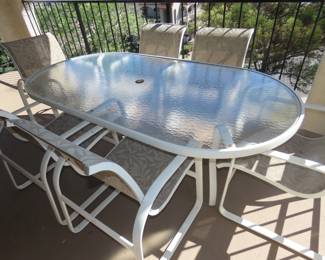Patio table and chairs.