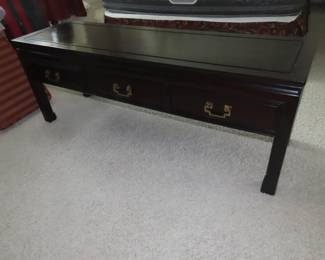 Asian style bed bench with drawers