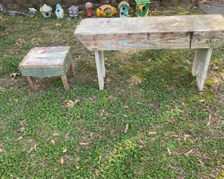 Old homemade bench for wash stand