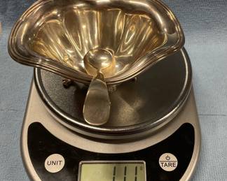 Silver sauce, bowl with sterling spoon