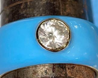 Enamel golden diamond ring