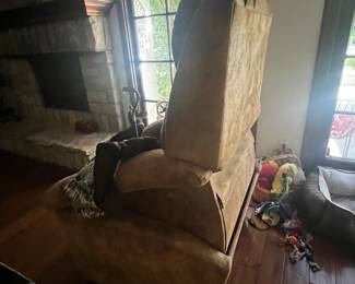 ANOTHER ANGLE OF "EASY-LIFT" IN IT'S UPRIGHT POSITION. LOVELY SUEDE JUST NEEDS A CLEANING...