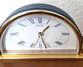 Seiko Brass  Leather Clock