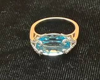 Ladies Fashion Ring  Blue Topaz wDia