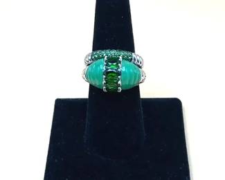 Silver Chrome Diopside Fashion Rings