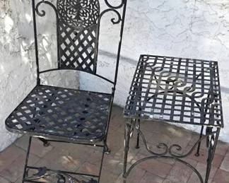 Wrought Iron Bistro Chair  Small Table