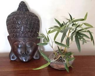 Carved Buddha  Faux Plant