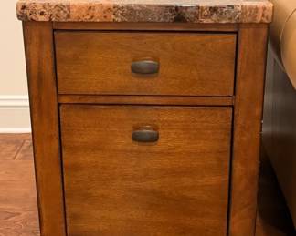 Stone  Wood Side Table