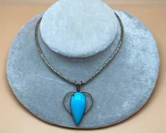 Sarda Byzantine Chain With Sterling Silver Turquoise Heart