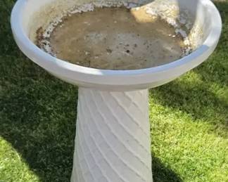 White Glazed Bird Bath