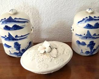 Italian Handmade Dish  2 Asian Pots