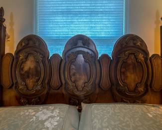 Vintage Carved Wood Headboard