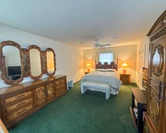 Vintage Bedroom Furniture with Carved Wood Details