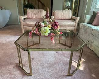 Glass Top Coffee Table with Metal Frame